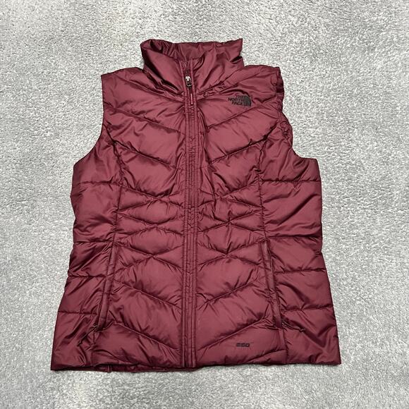 The North Face Down Puffer Vest Jacket Womens Large Maroon 550 Down - Picture 1 of 8
